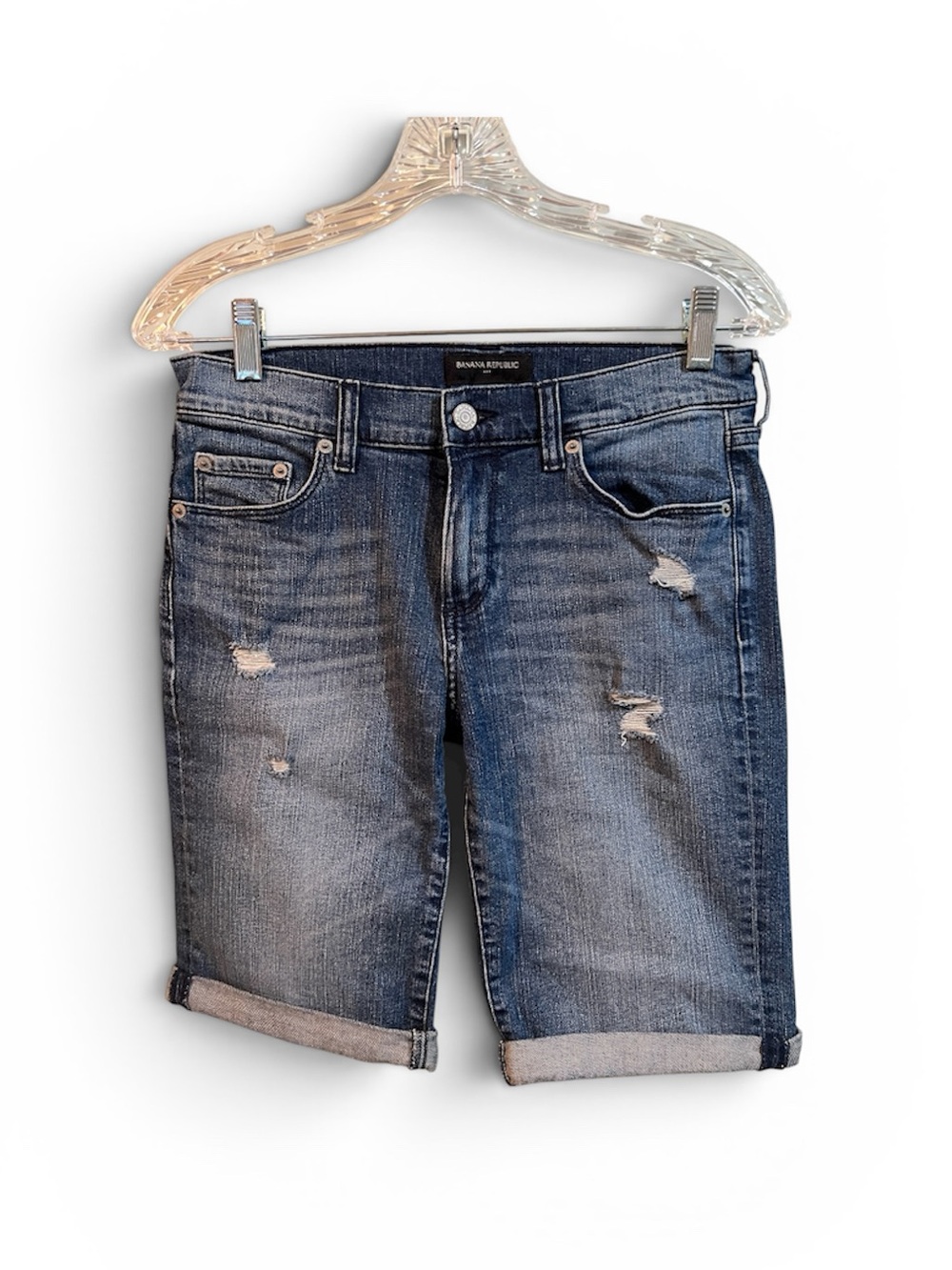 Banana Republic Dark Blue Denim Shorts with Branded Button